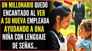 UN MILLONARIO QUEDÓ ENCANTADO AL VER A SU NUEVA EMPLEADA AYUDANDO A UNA NIÑA CON LENGUAJE DE SEÑAS.