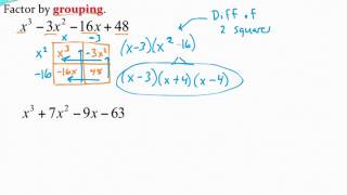 Factoring by grouping box method