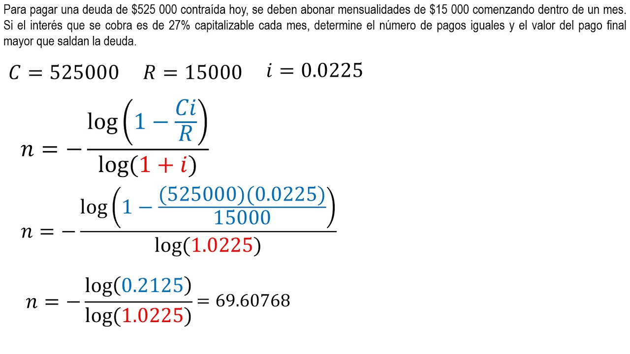 Cómo Calcular El Número De Pagos De Una Anualidad | Ejemplo 3 - YouTube