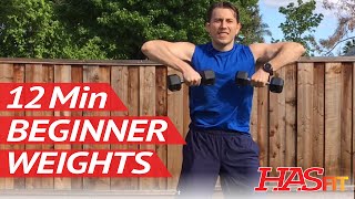 12 Min Beginner Weight Training - Strength Training for Beginners - Beginner Workout Routine