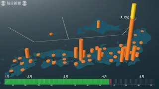 インフォグラフィック：新型コロナウイルス　都道府県別感染者数の推移