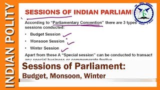 Sessions of Parliament: Budget Session, Monsoon, Winter | Indian polity