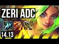 ZERI & Bard vs JINX & Janna (ADC) | 12/1/3, 66% winrate, Legendary | TR Grandmaster | 14.13