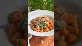 Gluten-Free Sweet Potato Gnocci with Shiitake and Fresh Sage #glutenfreerecipe #shorts #gnocchi