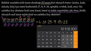 Kombinace: rozdávání mariášových karet | Pravděpodobnost a kombinatorika | Matematika | Khan Academy