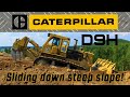 CATERPILLAR D9H sliding down steep slope!😲😬