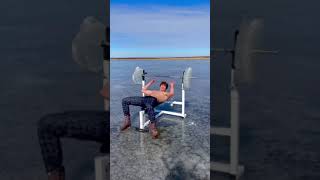 He made weights completely out of ice 🥶 | #shorts