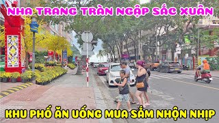 Phố Biển Nha Trang Tràn Ngập Sắc Xuân - Du Khách Ăn Uống Nhộn Nhịp - Gió Mạnh Sóng Biển Cuồn Cuộn