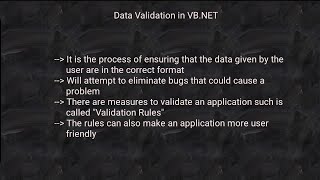 Data Validation in Visual Basic .NET | Data Validation in VB.NET | Validation Requirements in VB.NET