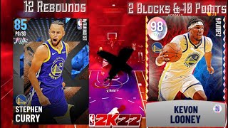 How To Get 13 Rebounds With Stephen Curry and 2 Blocks & 10 Pts With Kevon Looney in NBA 2K22 MyTeam