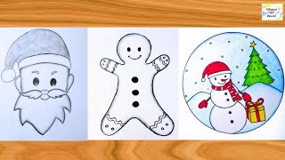 3 Easy Christmas Drawings||Pencil Sketch||Easy Drawing ideas for Beginners