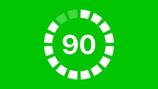 90 Seconds Circular Progress Countdown Timer | Green Screen | 4K | 60FPS | Free Download
