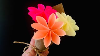 Origami flower - Bouquet - Sticky note origami, Origami with sticky notes, Origami easy, DIY Crafts