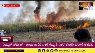 ವಿದ್ಯುತ್ ಘರ್ಷಣೆ : ಅಂದಾಜು 20 ಎಕರೆ ಕಬ್ಬು 3 ಎಕರೆ ತೊಗರಿ ಬೆಂಕಿಗೆ ಆಹುತಿ. @chakravartinews51