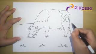 How to Draw a Cow Eating Grass in The Farm