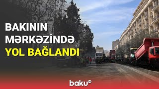 Bakının mərkəzində yol bağlandı - BAKU TV