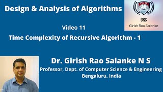 11 Time Complexity of Recursive Algorithm
