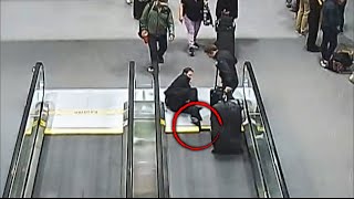 Pilot's Foot Gets Stuck in Moving Walkway at Airport