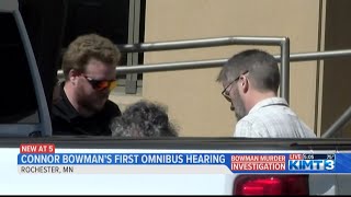 Connor Bowman, charged with the murder of his wife, Betty Bowman, appears for first omnibus hearing