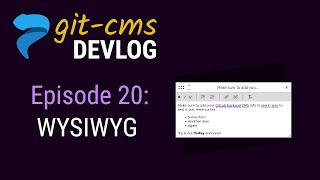 Plenti CMS Devlog (ep 20): WYSIWYG