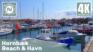 4K Virtual Walk - Hornbæk Beach \u0026 Havn, Denmark - A nice beach and marina walk ⛵