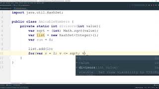 Project Euler problem 21 java : Amicable numbers