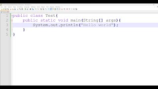 how to print hello world message in java using notepad++?