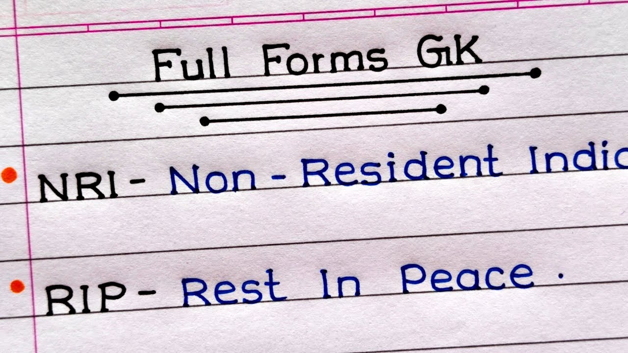 Important Gk Full Forms Full Form Gk Question Full Forms Part 3