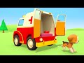 eğitici çizgi film. yardımcı arabalar ambulans köpeğe ve kediye yardım ediyor