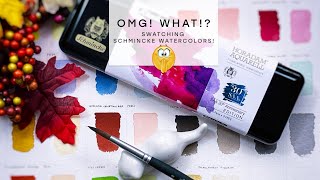 FIRST REACTION: OMG! Swatching SCHMINCKE Watercolors! Reaction + Review! #schmincke #swatching