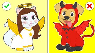 BABY PETS 👿👼 Dresses up as Demon and Angel