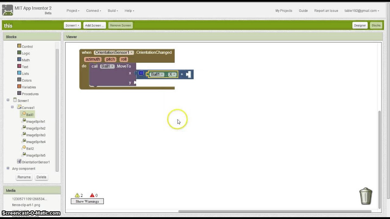 App Inventor 2 Tutorial App Inventor Simple Ball Tilt Game
