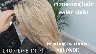 drip dye pt.4 removing hair color stain to create a two-toned #blonde