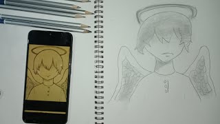 Easy anime sketch || How to draw anime boy with wings