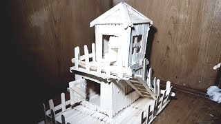 Popsicle stick house tutorial time lapse