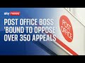 Post Office boss urged government not to reverse the convictions of hundreds of sub postmasters