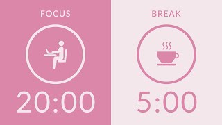 20/5 Pomodoro Timer with Pink Noise 🎧 2-Hour Study with Me for Deep Focus & ADHD ✨