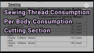 Sewing Thread Consumption Per Body Basic Method