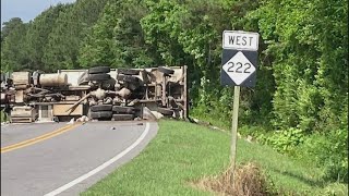 Road reopened after truck with hazardous material overturns