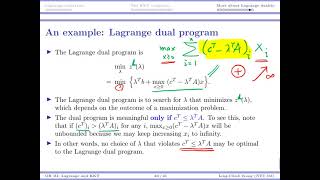[OR3-Theory] Lecture 6: Lagrange Duality and the KKT Condition #13 Lagrange duality vs LP duality