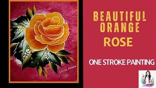 Easy Rose painting | Step by step Acrylic Rose Painting |One Stroke Painting Rose Flower