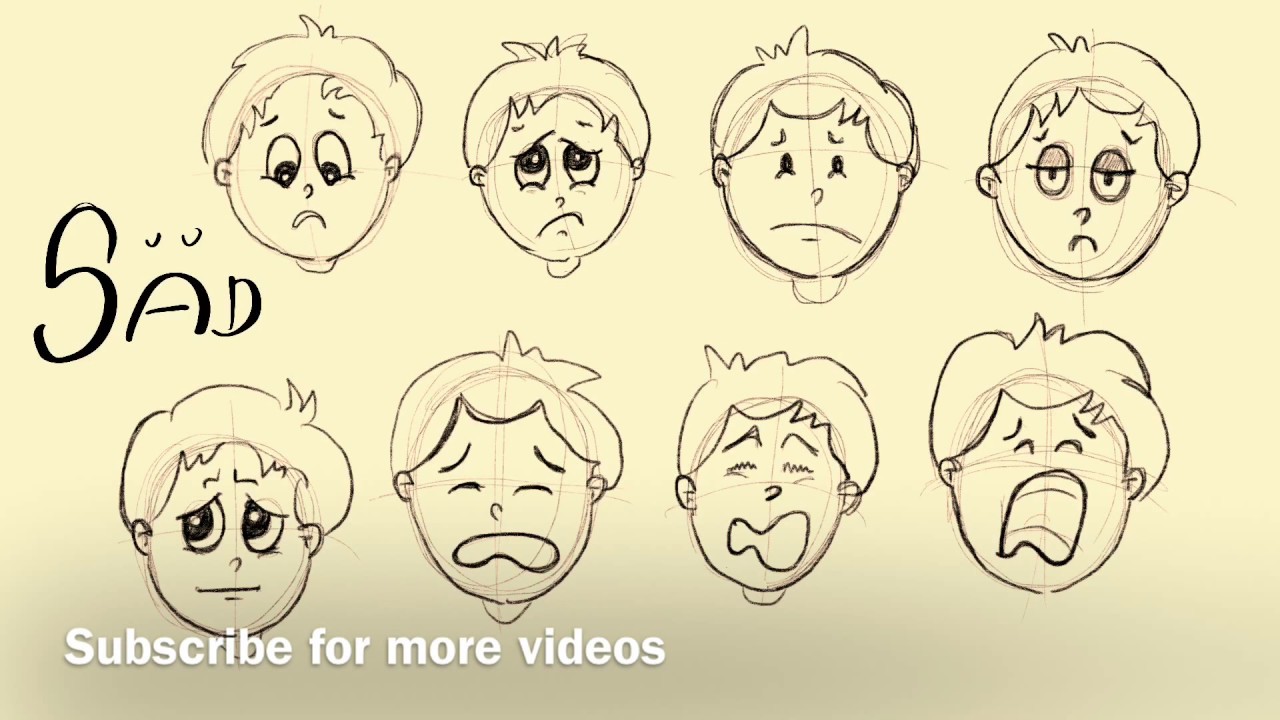 How To Draw Facial Expressions Sad Faces By Kg Youtube