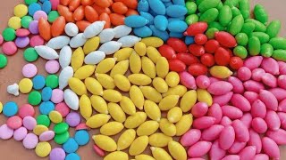 Satisfying ASMR l Magic  Rainbow Kinetic Sand M&M's & Skittles Candy Mixing Cutting  #6