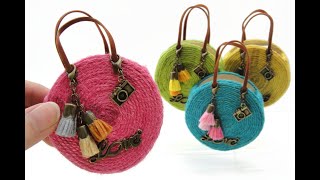 DIY Miniature Craft - Mini Jute Hemp Round Bag