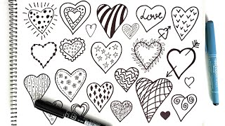 20+ Doodle Hearts Drawing Ideas 💜 - Easy Doodling \\ 5 min Art Crafts