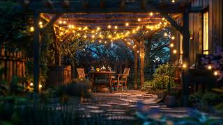 Cozy Patio | Evening Ambience with Soft Lights, Crickets, and Quiet Night Sounds