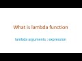 Python Interview questions - what is lambda function