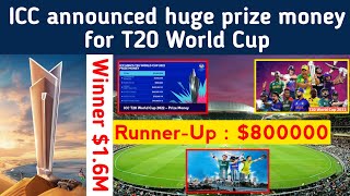 icc t20 world cup 2022 - total prize money - winner team prize - runner up prize