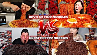 TOP EXTREME SPICY NOOODLES IN THE WORLD! DEVIL OF FIRE NOODLES VS GHOST PEPPER NOODLES!🍜🥵🔥