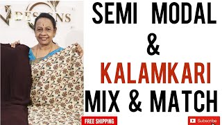 Semi Modal Silk/ KALAMKARI / Hacoba/ Free Shipping*/# 252